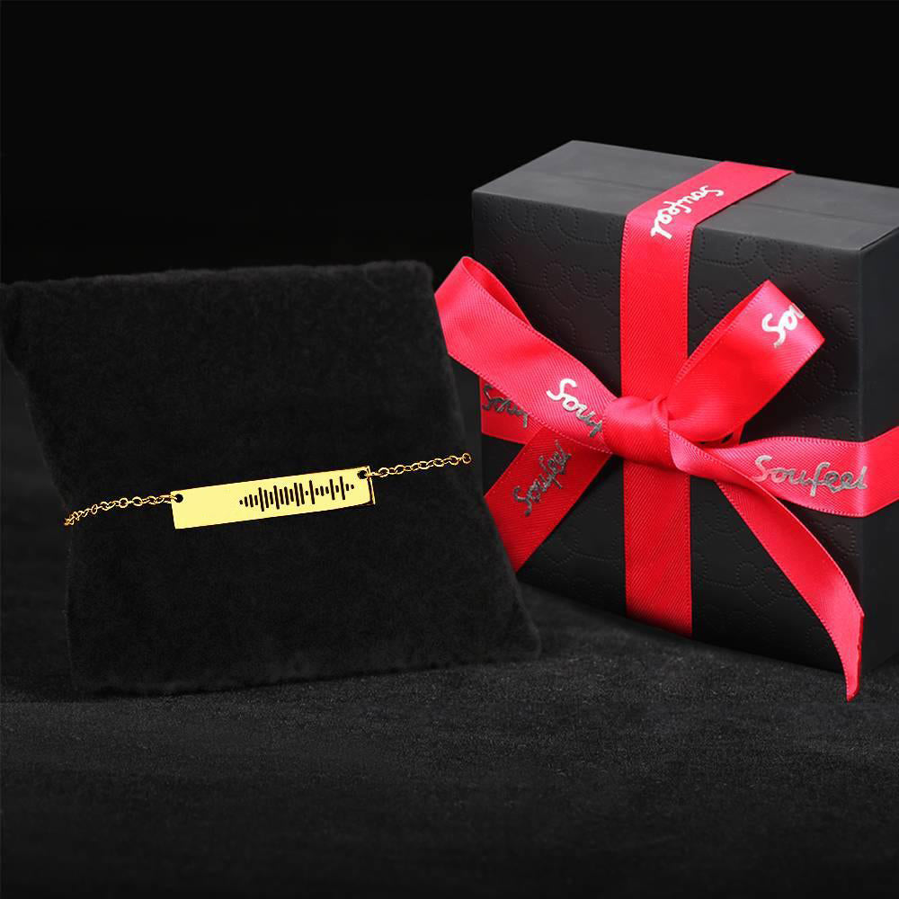 Scannable Music Code Anklet Engraved Bar Anklet Golden Color Gifts for Valentine's Day