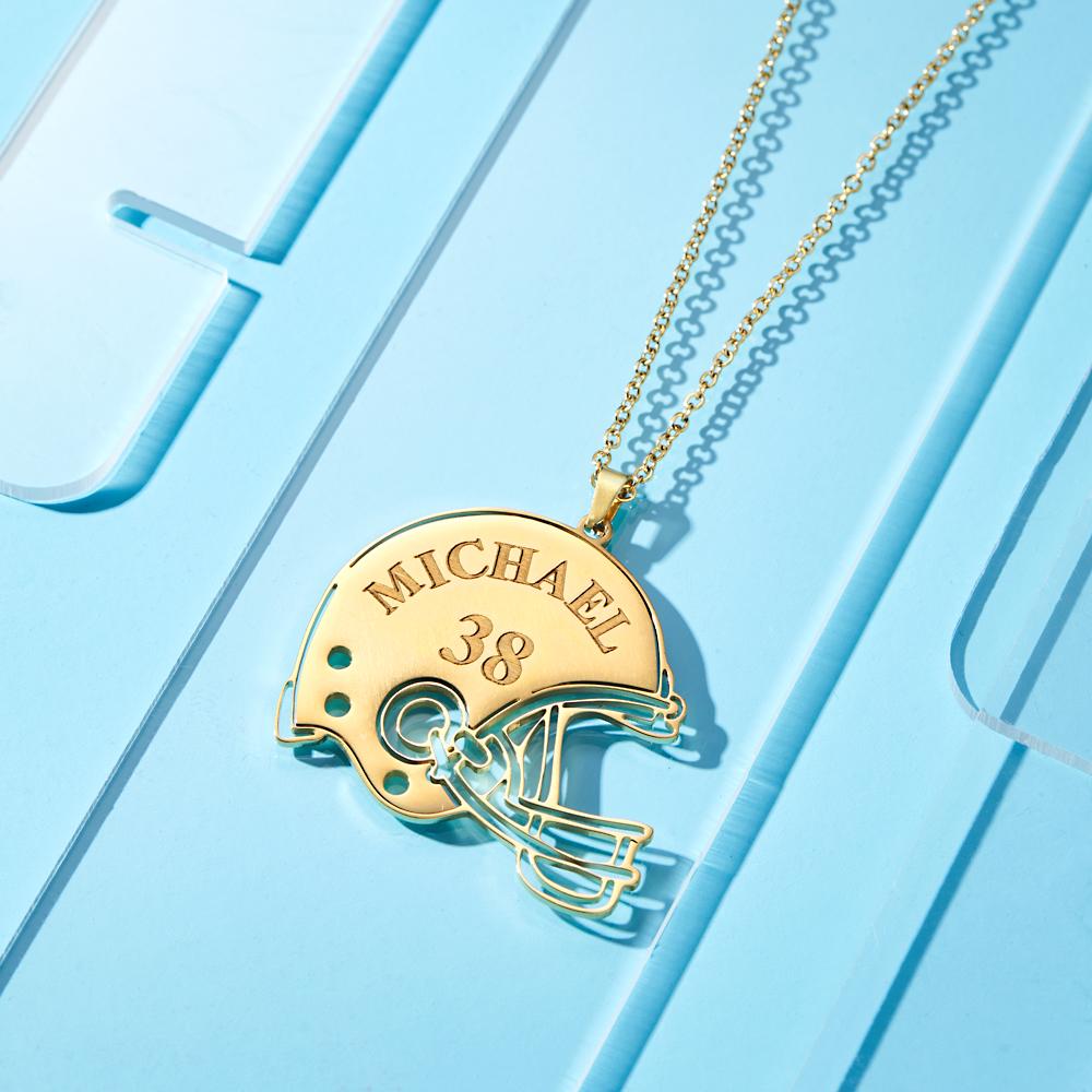 Custom Engraved Necklace Football Sports Helmet Gifts