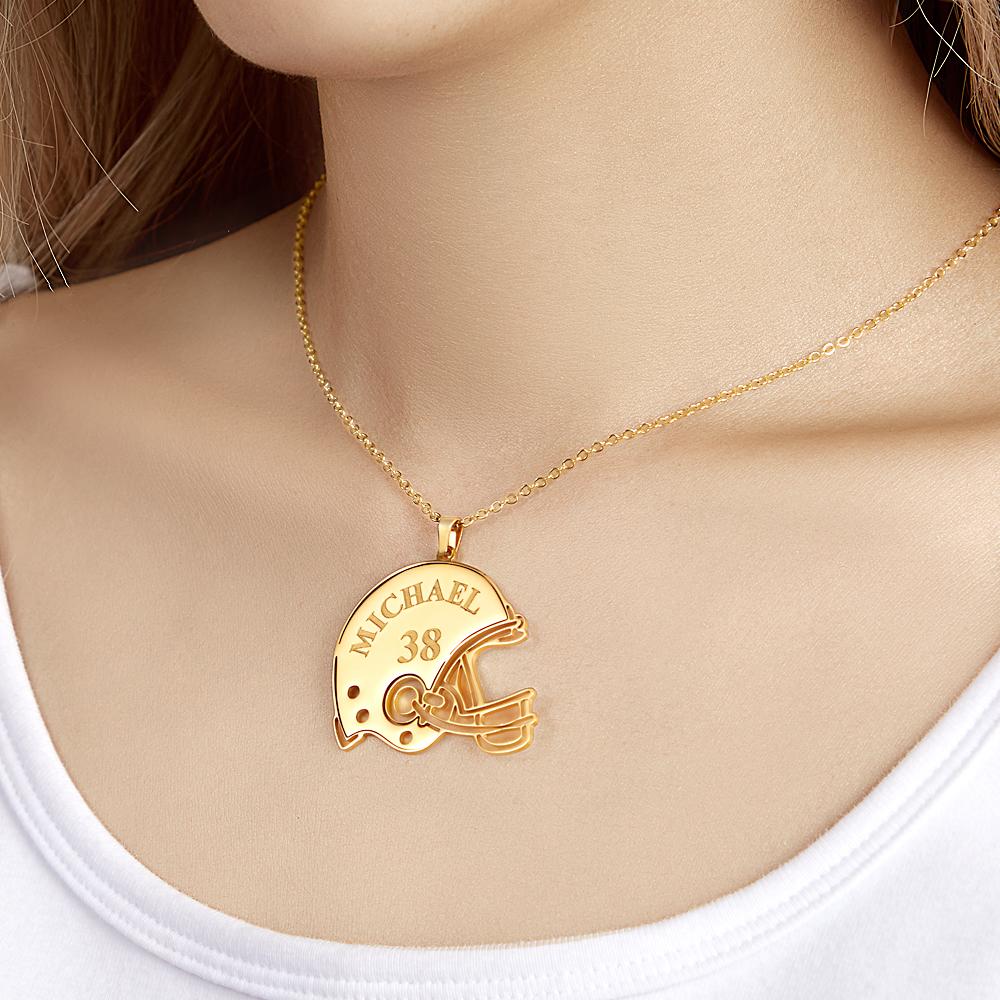 Custom Engraved Necklace Football Sports Helmet Gifts