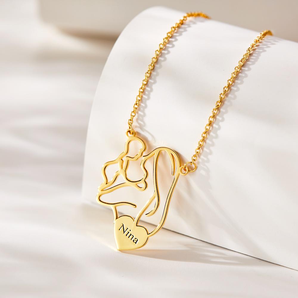 Engraved Mom Baby Necklace Personalized Mommy Necklace Family Jewelry Gifts for Mother
