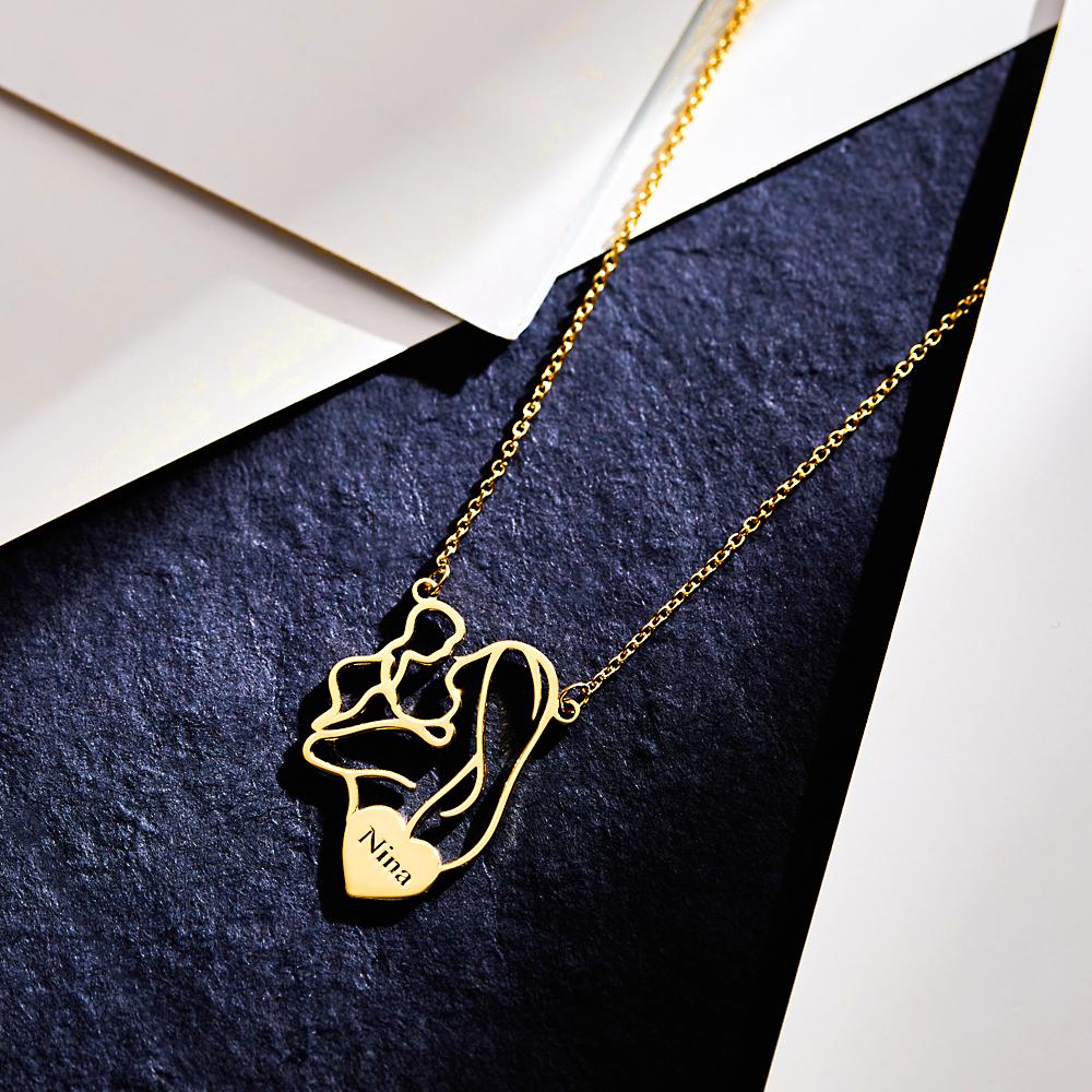Engraved Mom Baby Necklace Personalized Mommy Necklace Family Jewelry Gifts for Mother