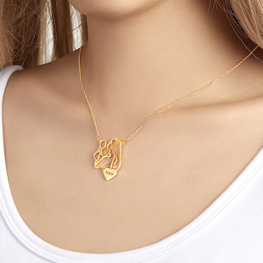 Engraved Mom Baby Necklace Personalized Mommy Necklace Family Jewelry Gifts for Mother