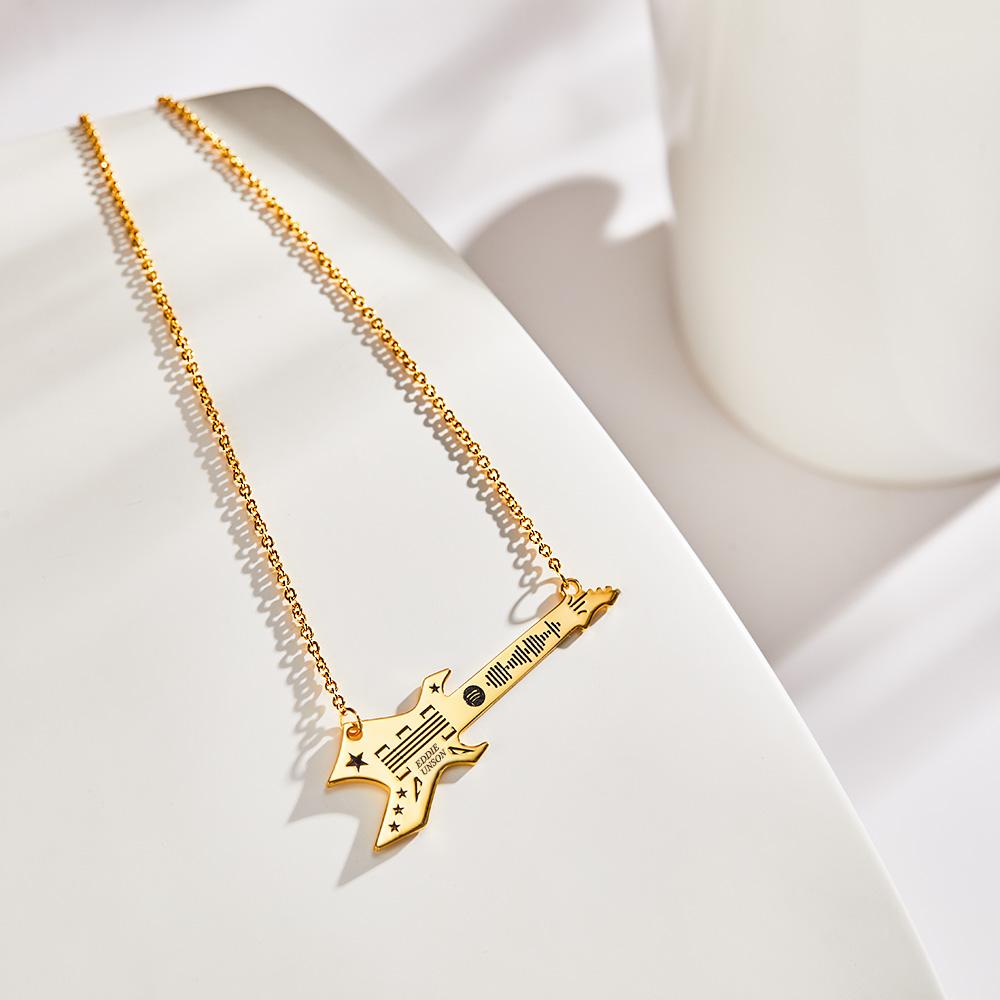 Scannable Spotify Code Guitar Shaped Necklace Engraved Custom Music Song Keychain Memory Gifts