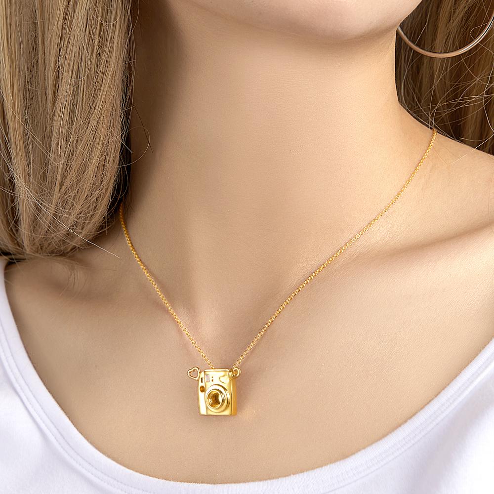 Custom Photo Engraved Necklace Camera Pendant Necklace Creative Gift for Friend