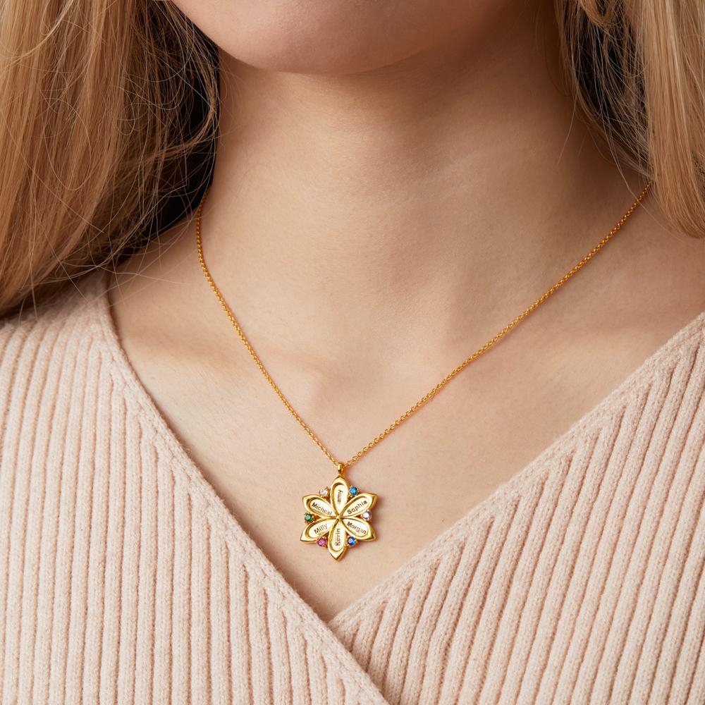 Personalized Name Flower Necklace Elegant Birthstone Pendant Necklace Jewelry Mother's Day Gifts