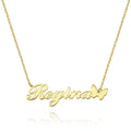 Name Necklace with Butterfly Pendant for Girlfriend 14k Gold Plated Silver