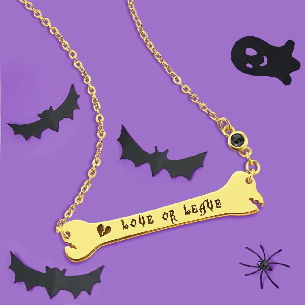 Custom Necklace Name Necklace Bone Bar Necklace with Broken Heart Gifts 14k Gold Plated Silver