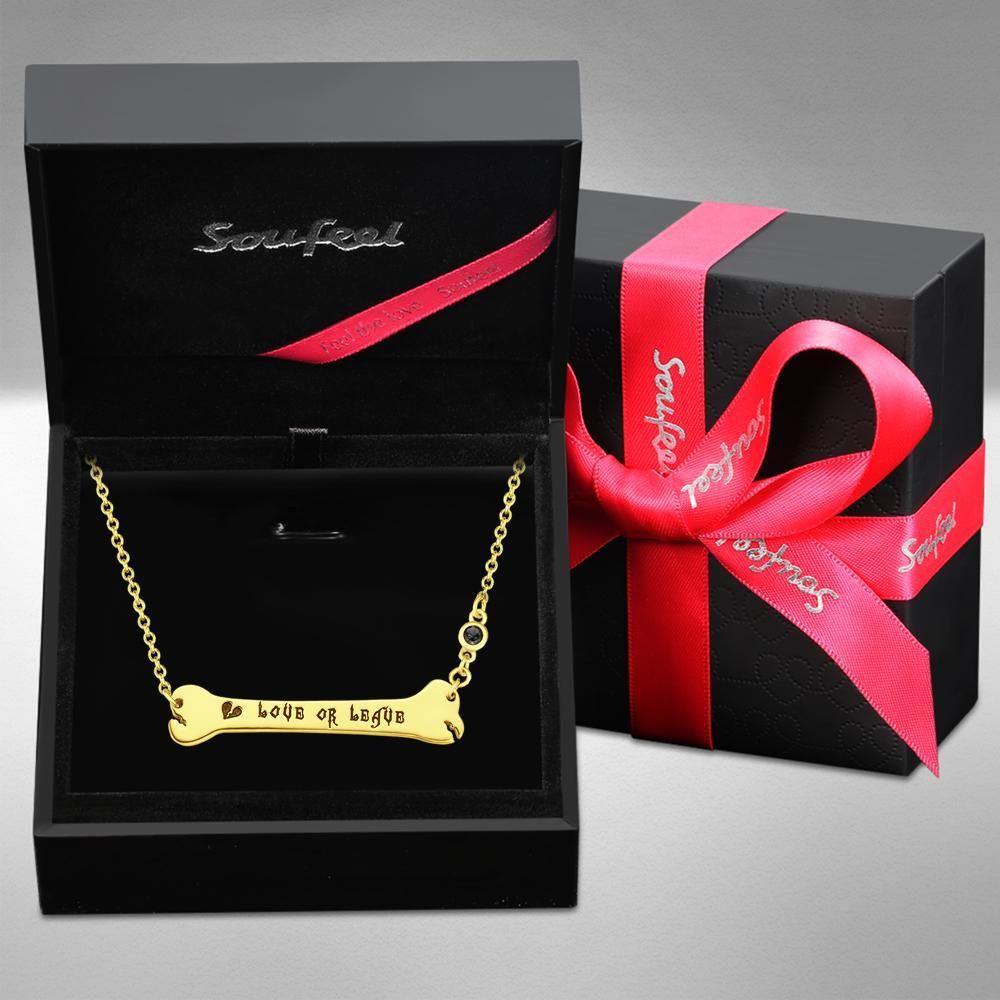 Custom Necklace Name Necklace Bone Bar Necklace with Broken Heart Gifts 14k Gold Plated Silver