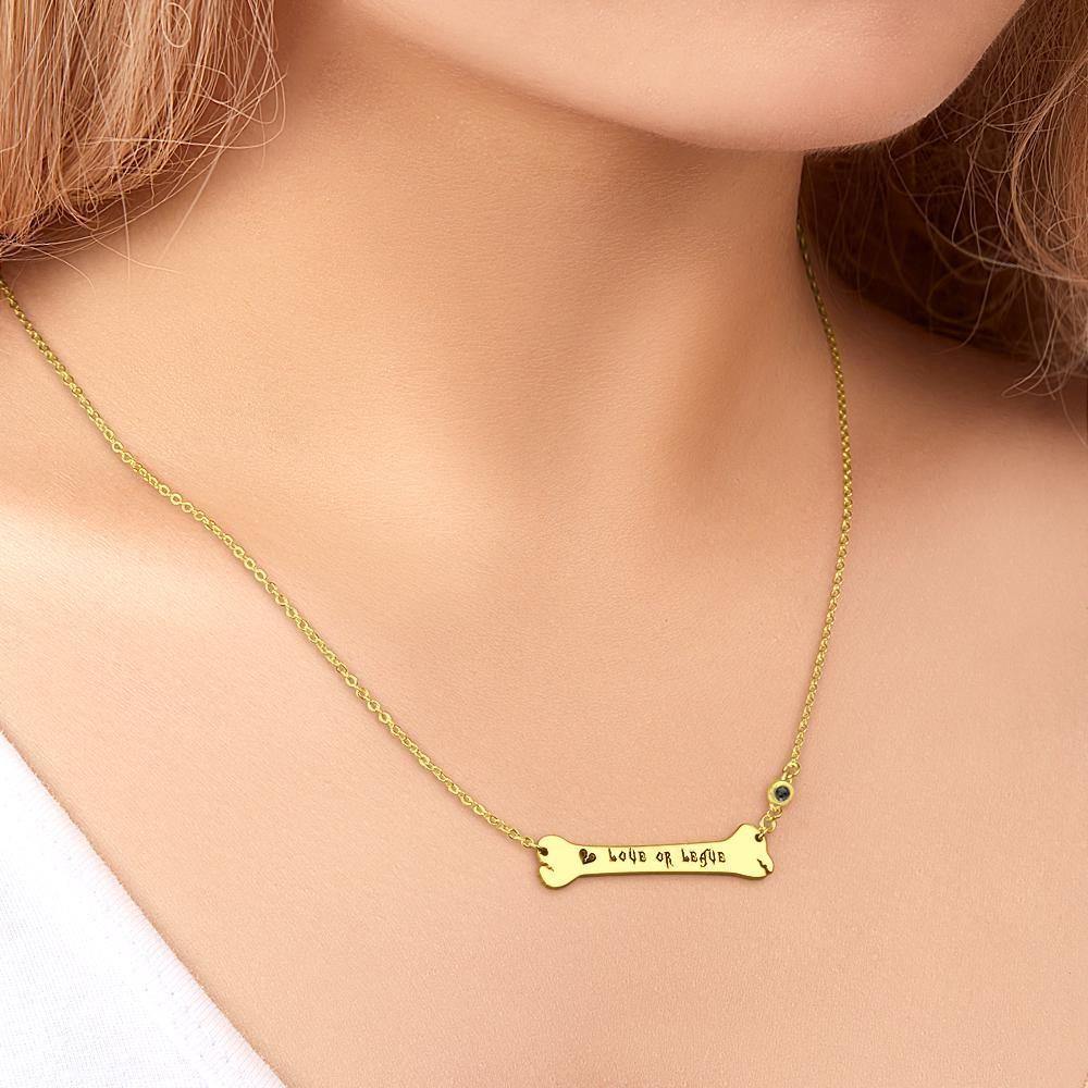 Custom Necklace Name Necklace Bone Bar Necklace with Broken Heart Gifts 14k Gold Plated Silver