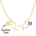 Custom Birthstone Necklace Alphabet Necklace Stethoscope Heart Gifts