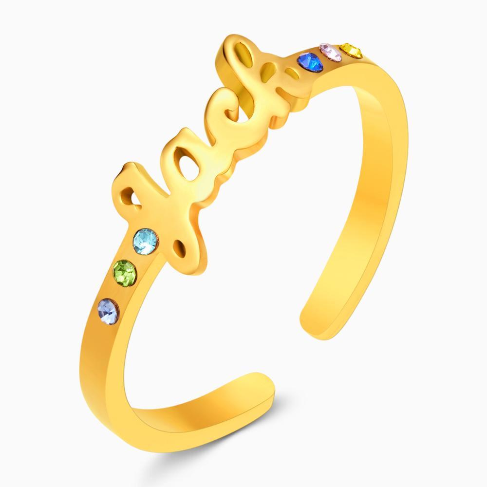 Custom Name Ring Six Birthstones Valentine's Day Gift