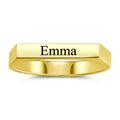 Engraved Bar Ring, Name Ring 14K Gold Plated Elegant Gift - Silver