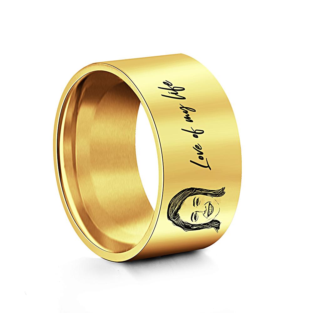 Custom Men's Ring Personalized Photo Ring With Engraved Girlfriend Perfect Gift For Boyfriend On Valentine's Day