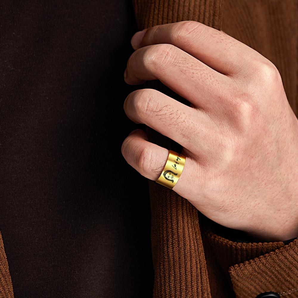 Custom Men's Ring Personalized Photo Ring With Engraved Girlfriend Perfect Gift For Boyfriend On Valentine's Day