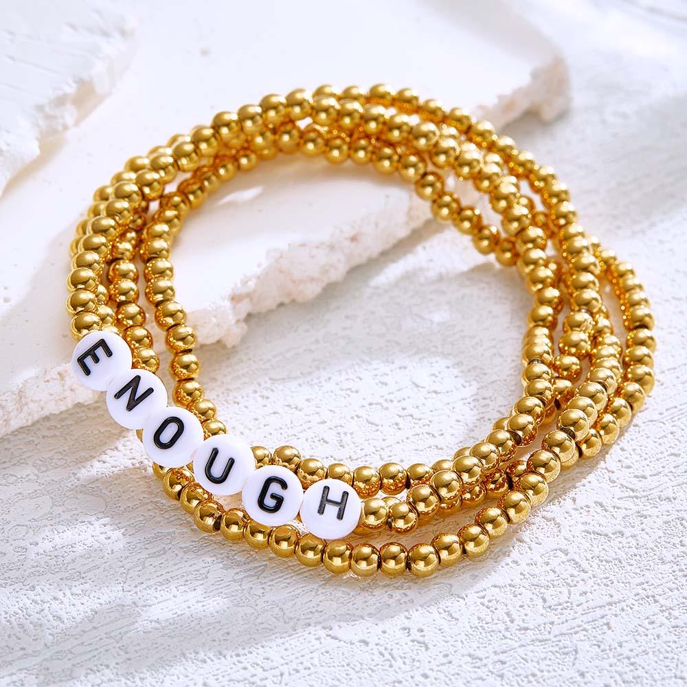 Custom Name Bead Bracelet Stack Bohemia Style Gift for Her