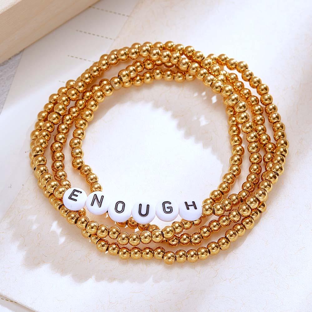 Custom Name Bead Bracelet Stack Bohemia Style Gift for Her