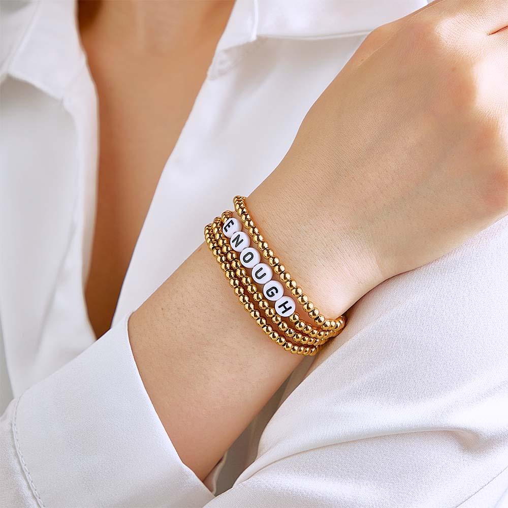 Custom Name Bead Bracelet Stack Bohemia Style Gift for Her