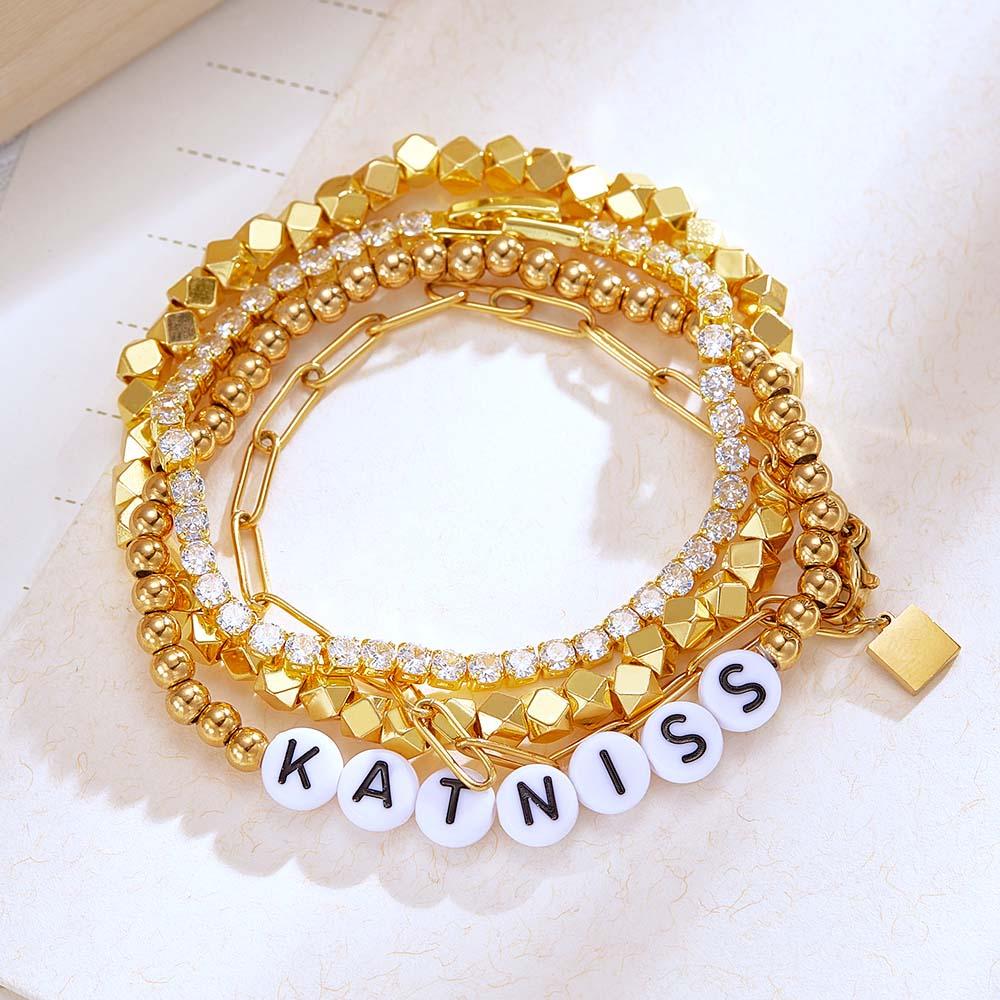 Custom Name Bracelet Bohemia Style Metal Stack Gift