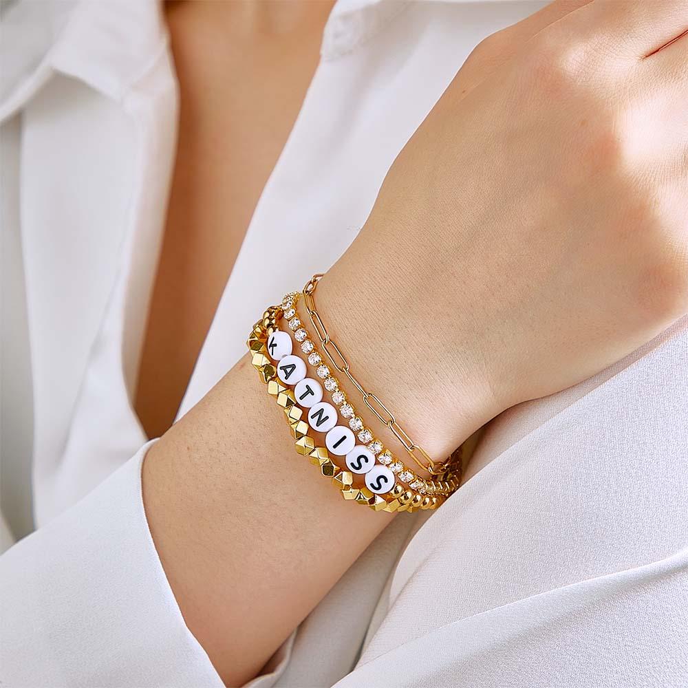 Custom Name Bracelet Bohemia Style Metal Stack Gift