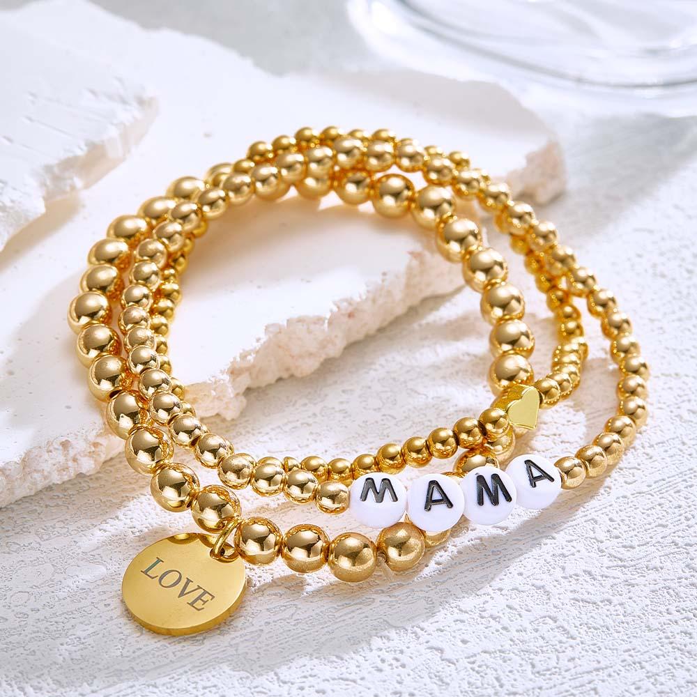 Custom Name Bead Bracelet Stack Bohemia Style Mother's Day Gift