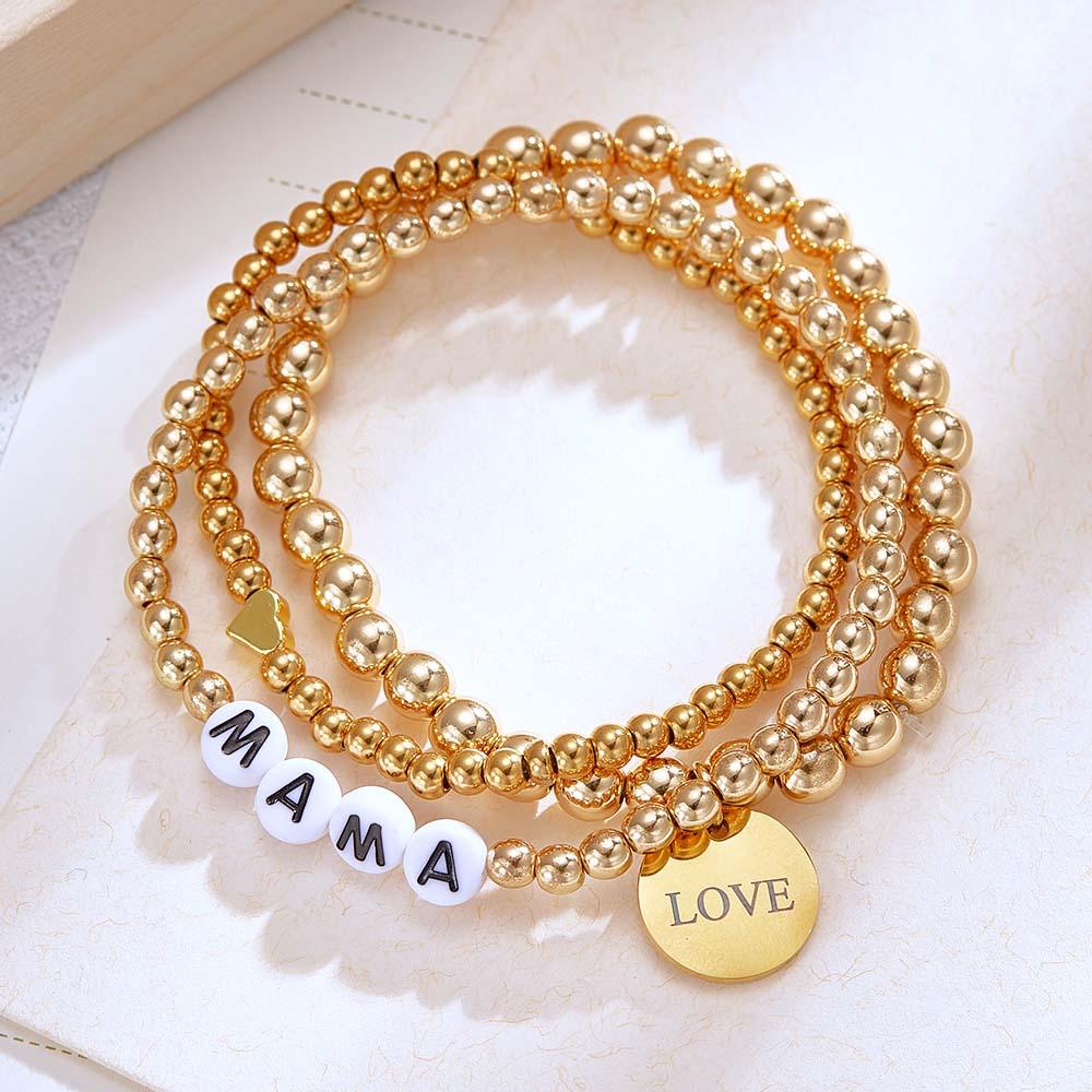 Custom Name Bead Bracelet Stack Bohemia Style Mother's Day Gift