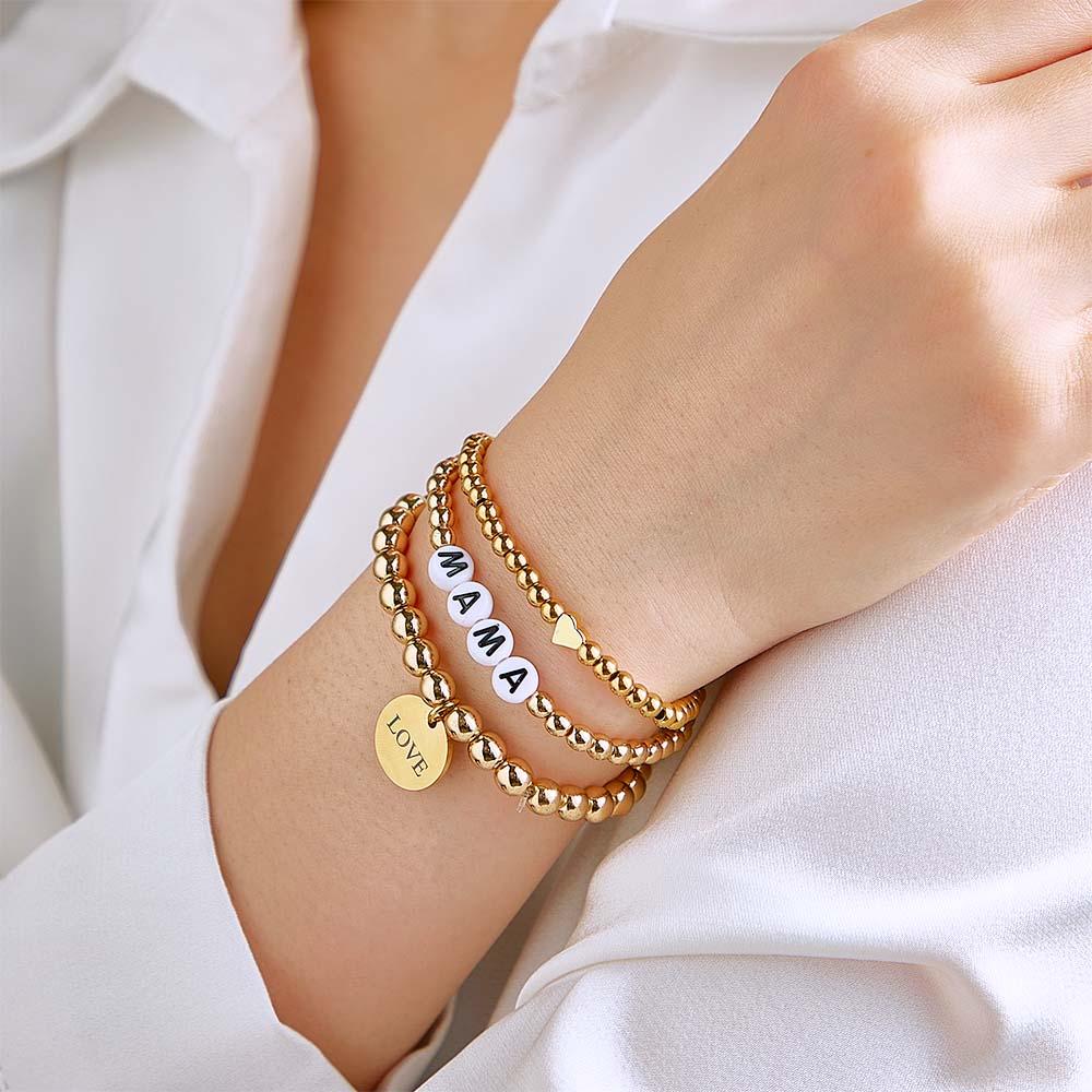 Custom Name Bead Bracelet Stack Bohemia Style Mother's Day Gift