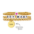 Custom Name Bead Bracelet Heart Stack Bohemia Style Gift for Her