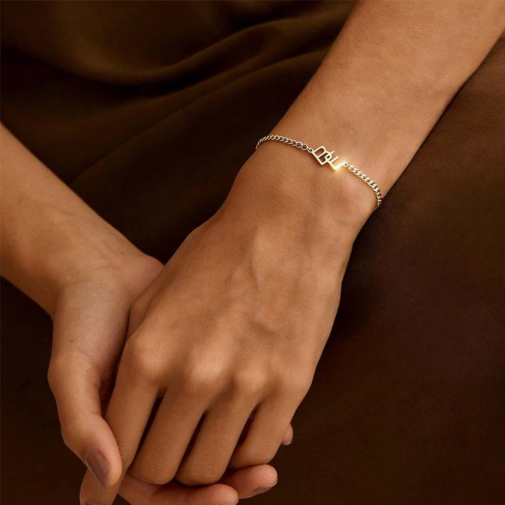 Custom Two Initial Interlocking Bracelet Customized Jewelry Bracelet Christmas Gift