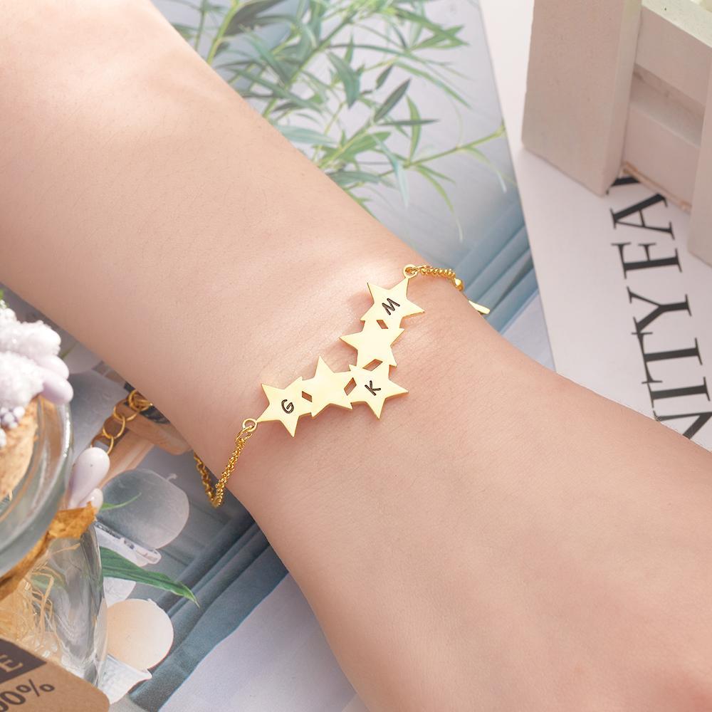 Custom Engraved Alphabet Bracelet Unique Minimalist Star Bracelet