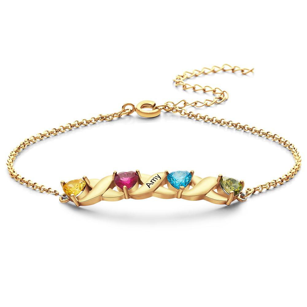 Soufeel Custom Engraved Bracelet Heart-shaped Diamond Bracelet Gifts for Women