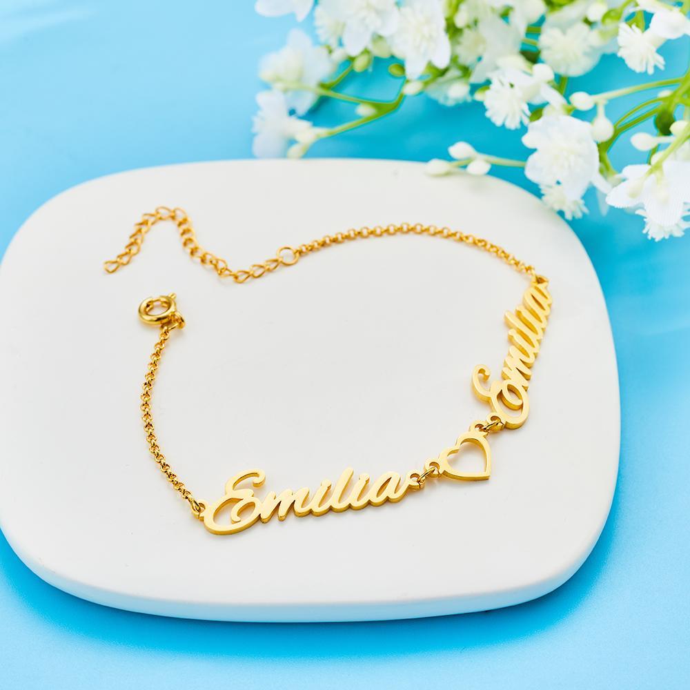 Custom Engraved Bracelet Two Name Bracelet Valentines Day gift for Her