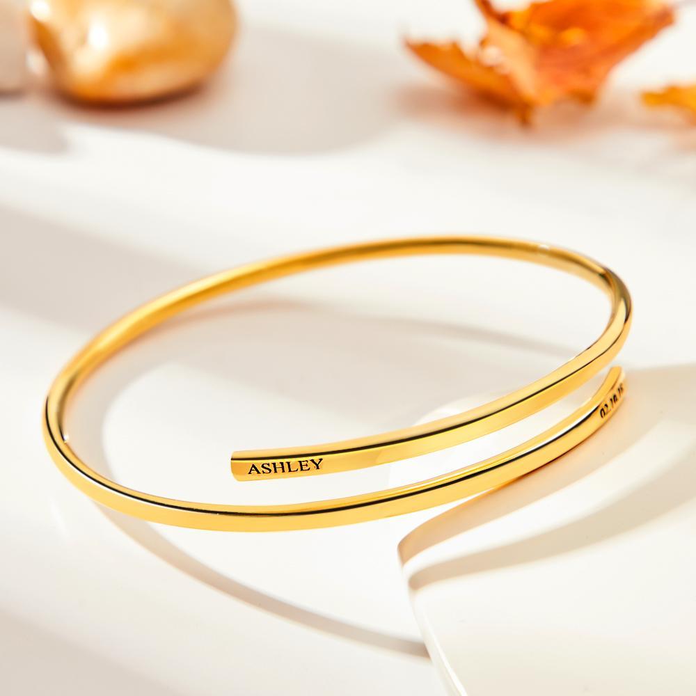 Custom Engraved Bracelets Adjustable Bracelet Simple Bangle Gift for Women