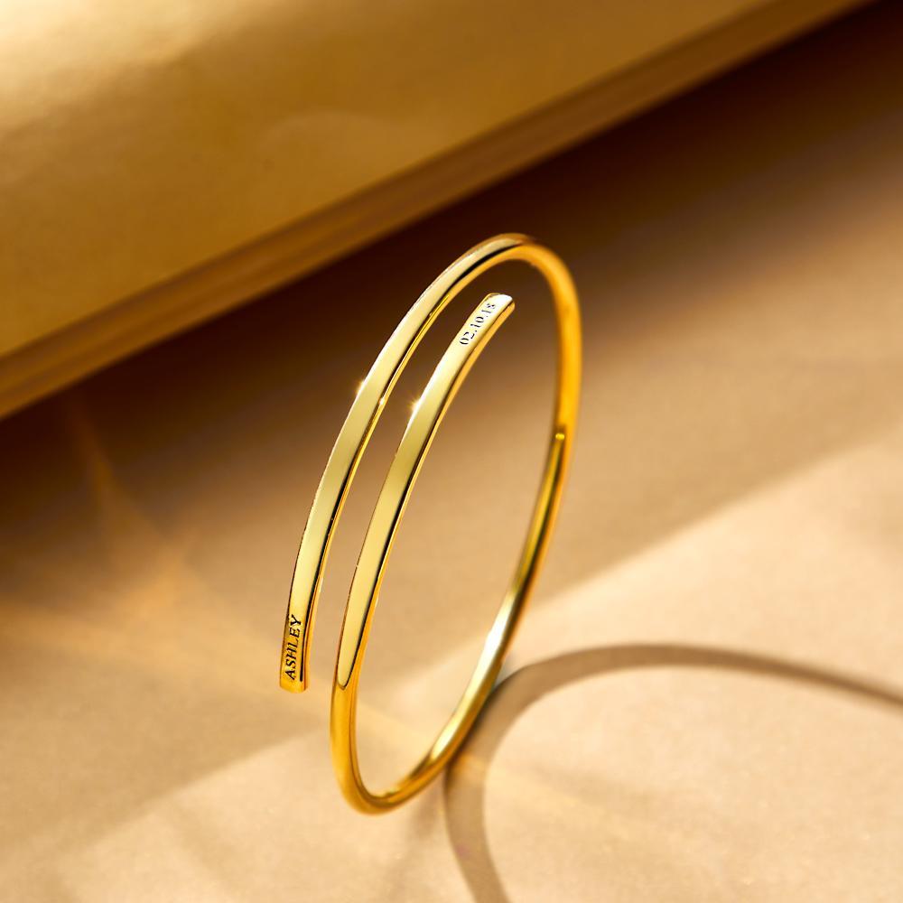 Custom Engraved Bracelets Adjustable Bracelet Simple Bangle Gift for Women
