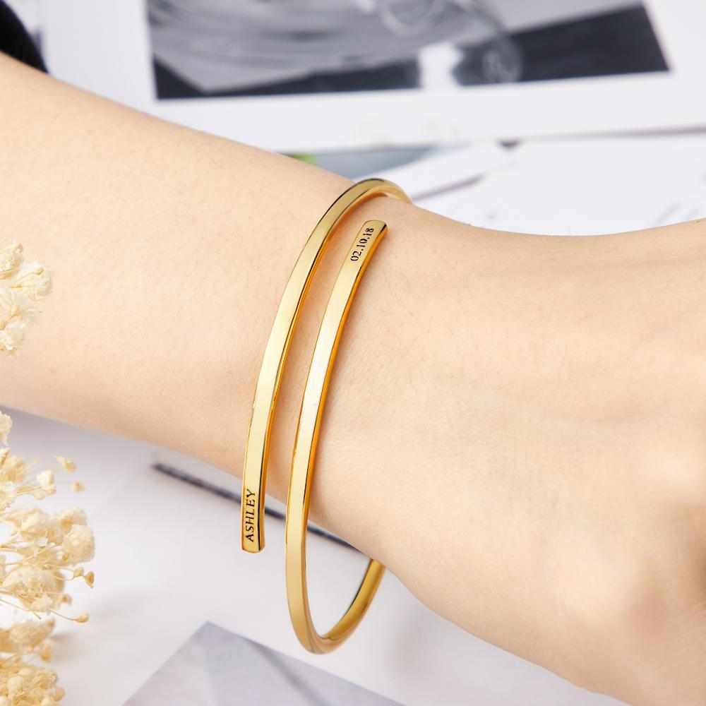 Custom Engraved Bracelets Adjustable Bracelet Simple Bangle Gift for Women
