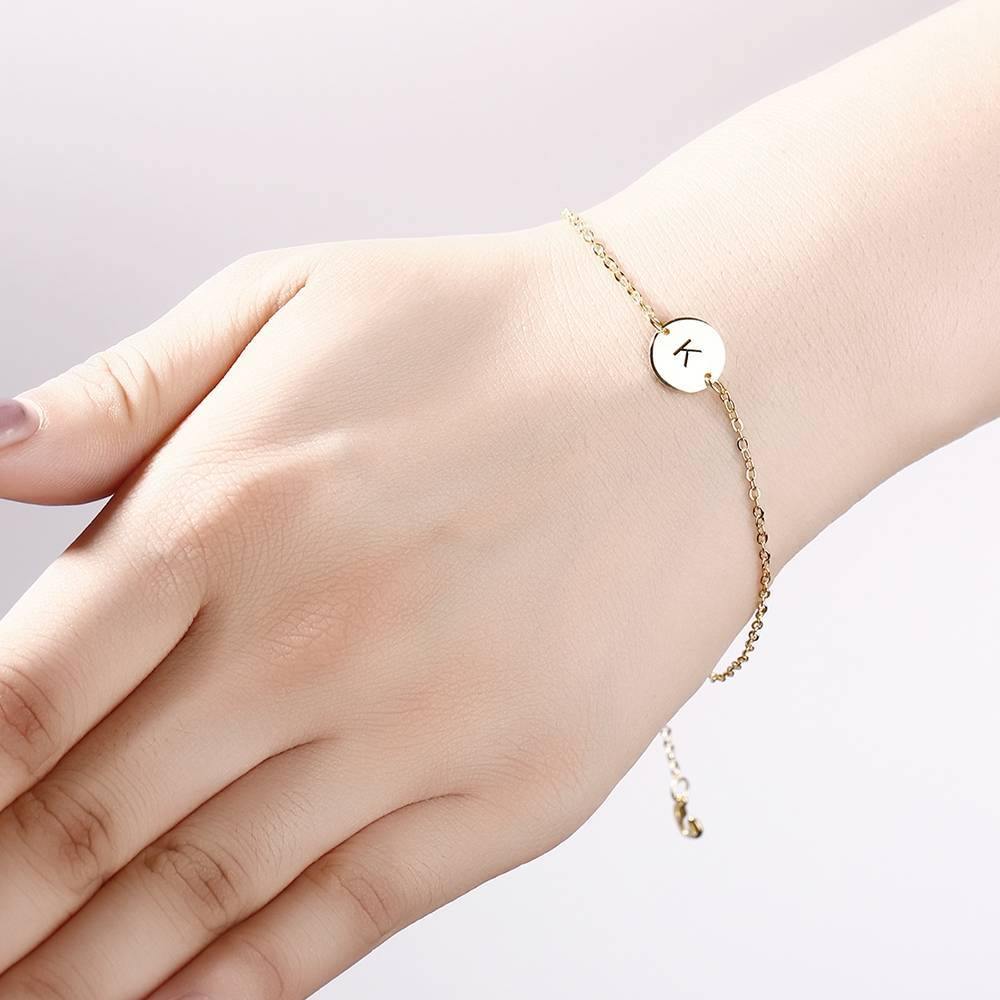Initial Engraved Bracelet 14k Gold Plated