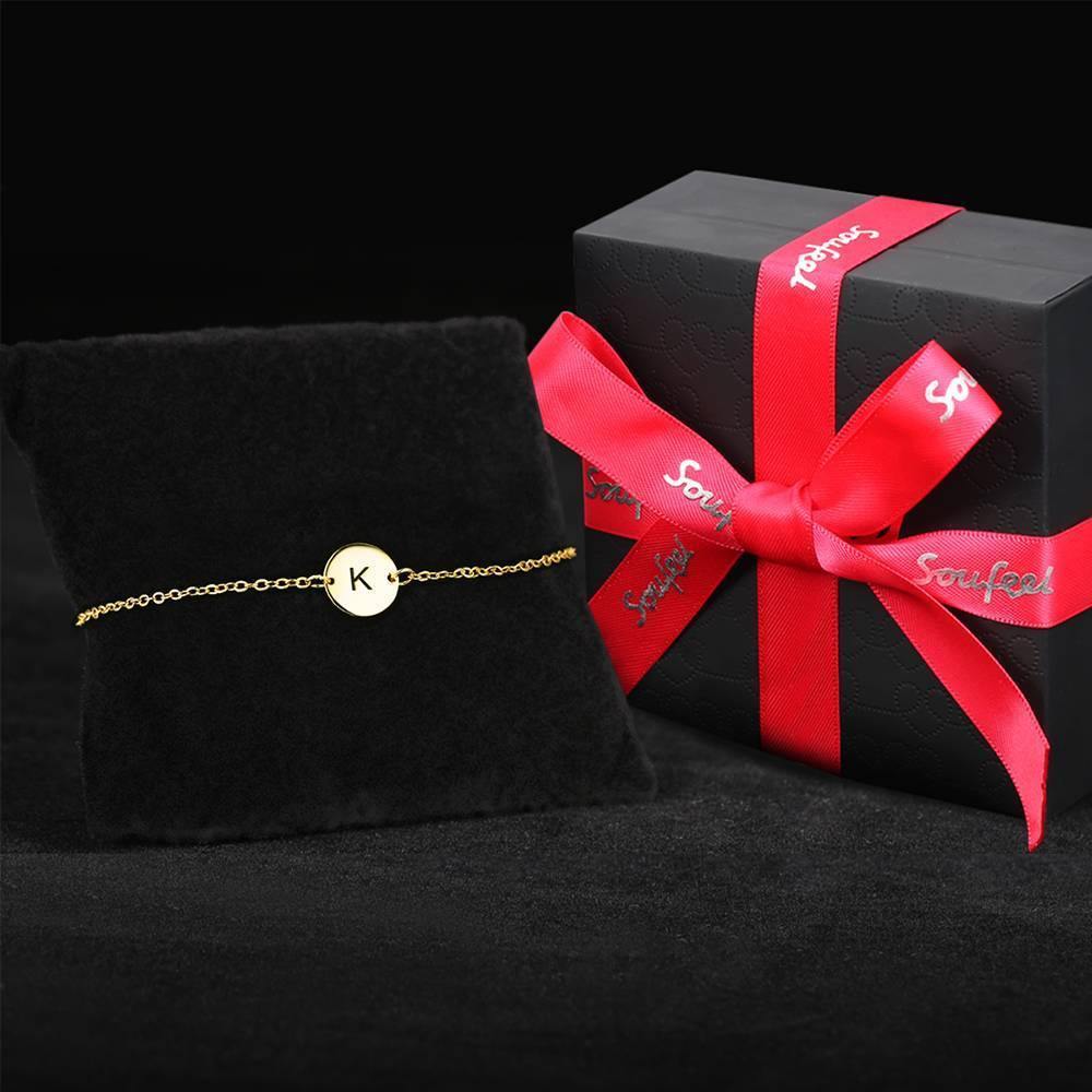 Initial Engraved Bracelet 14k Gold Plated