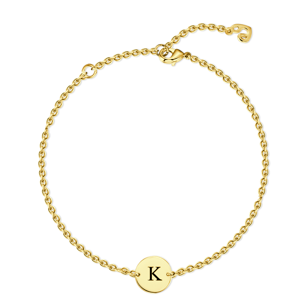 Initial Engraved Bracelet 14k Gold Plated