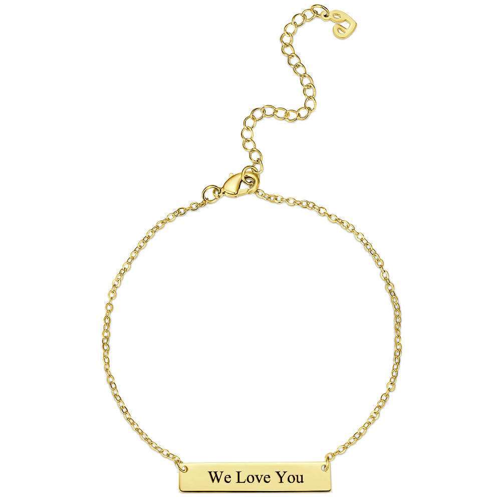 Children's Engraved Bar Bracelet 14K Gold Plated - Length Adjustable