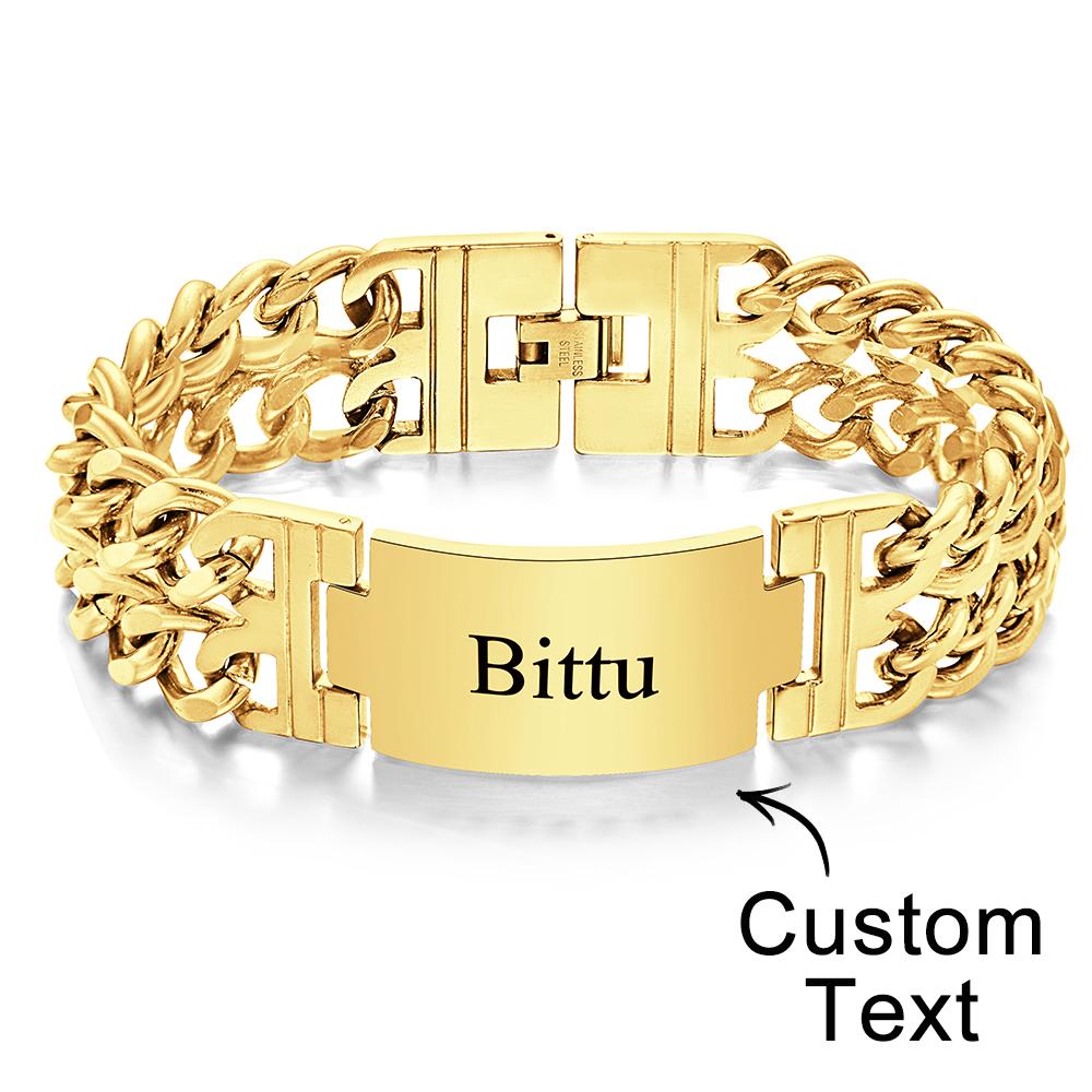 Personalized Name Wide Bracelet Engraved Fashion Bracelet Gifts For Him