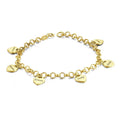 Engraved Bracelet with Heart Six Names Family Gift 14K Gold Plated