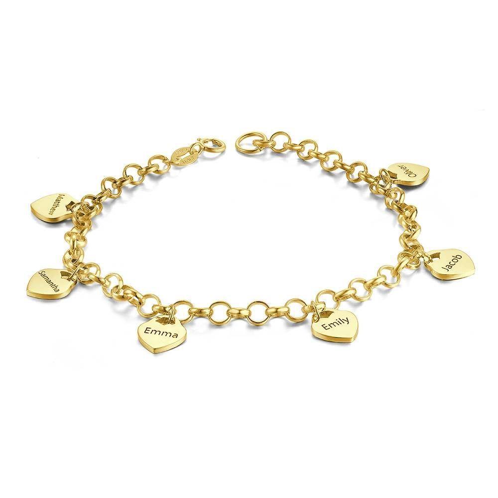 Engraved Bracelet, Name Bracelet with Heart 14K Gold Plated