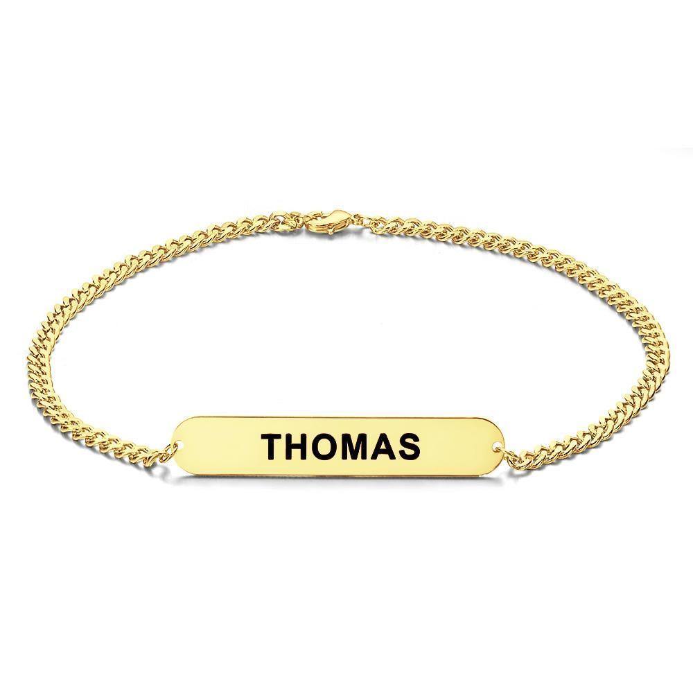 Custom Men's Bracelet Engraved Bent card Bracelet Gift for Dad - Gold Plated