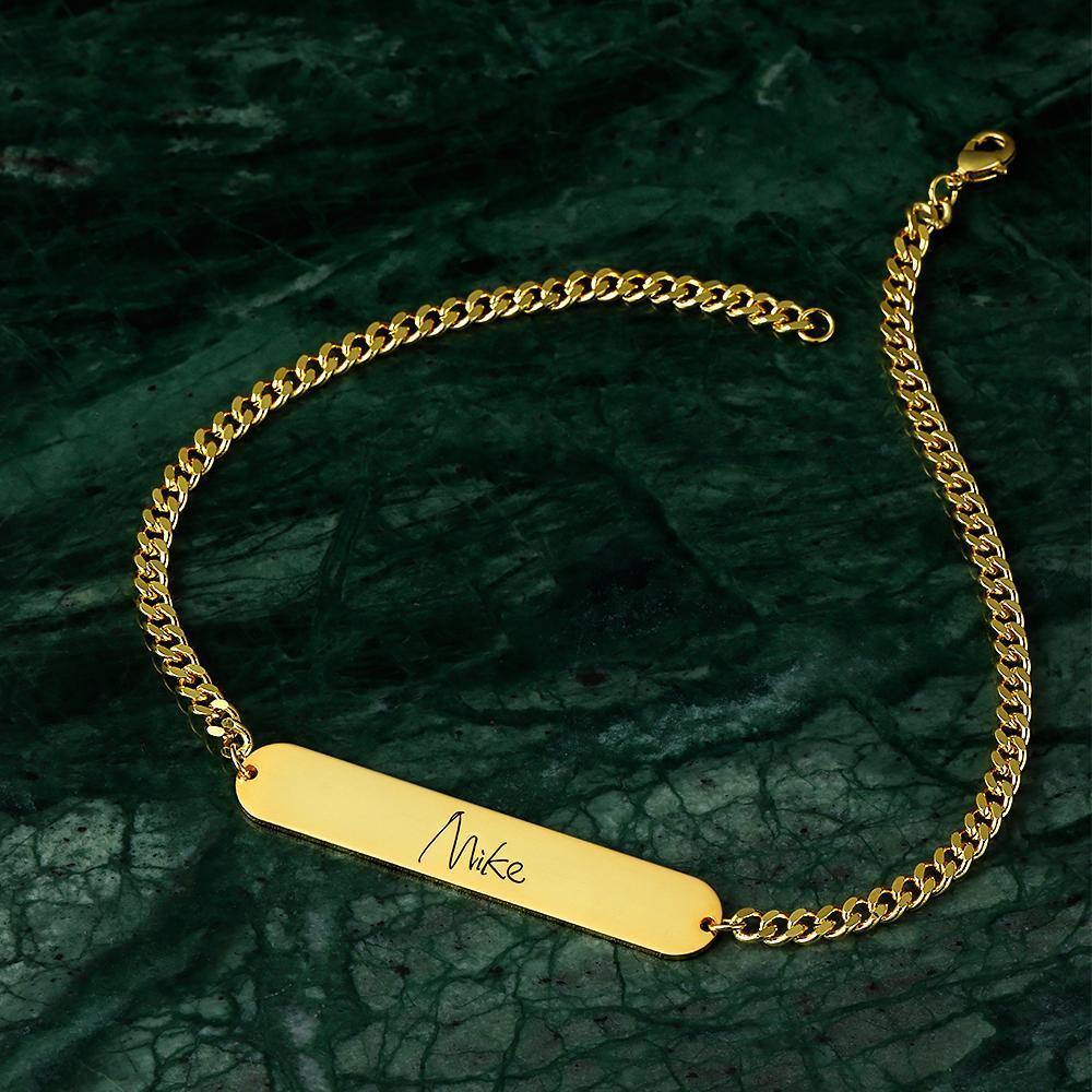 Men's Bracelet Old English Name Bracelet Custom Gift 14k Gold Plated