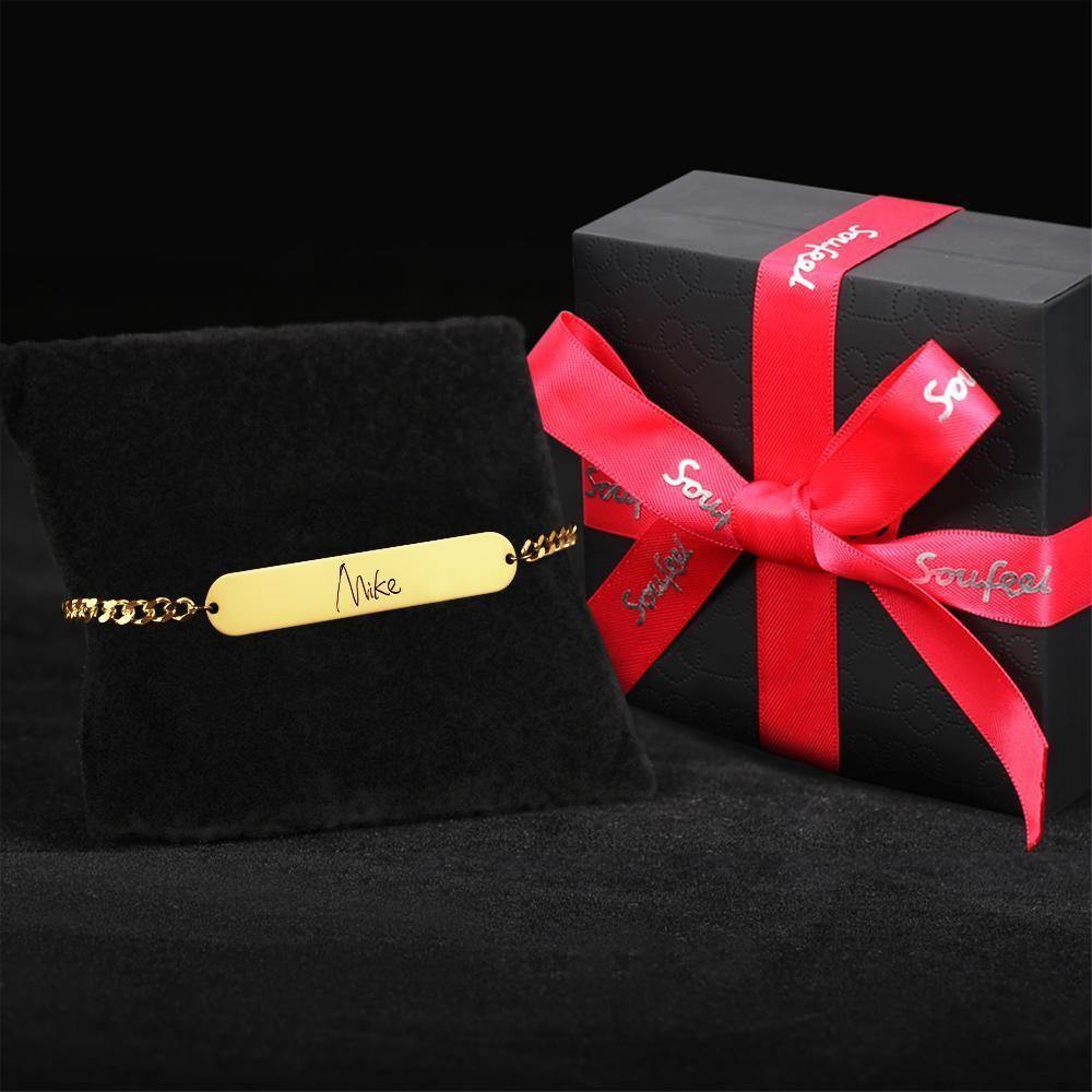 Men's Bracelet Old English Name Bracelet Custom Gift 14k Gold Plated