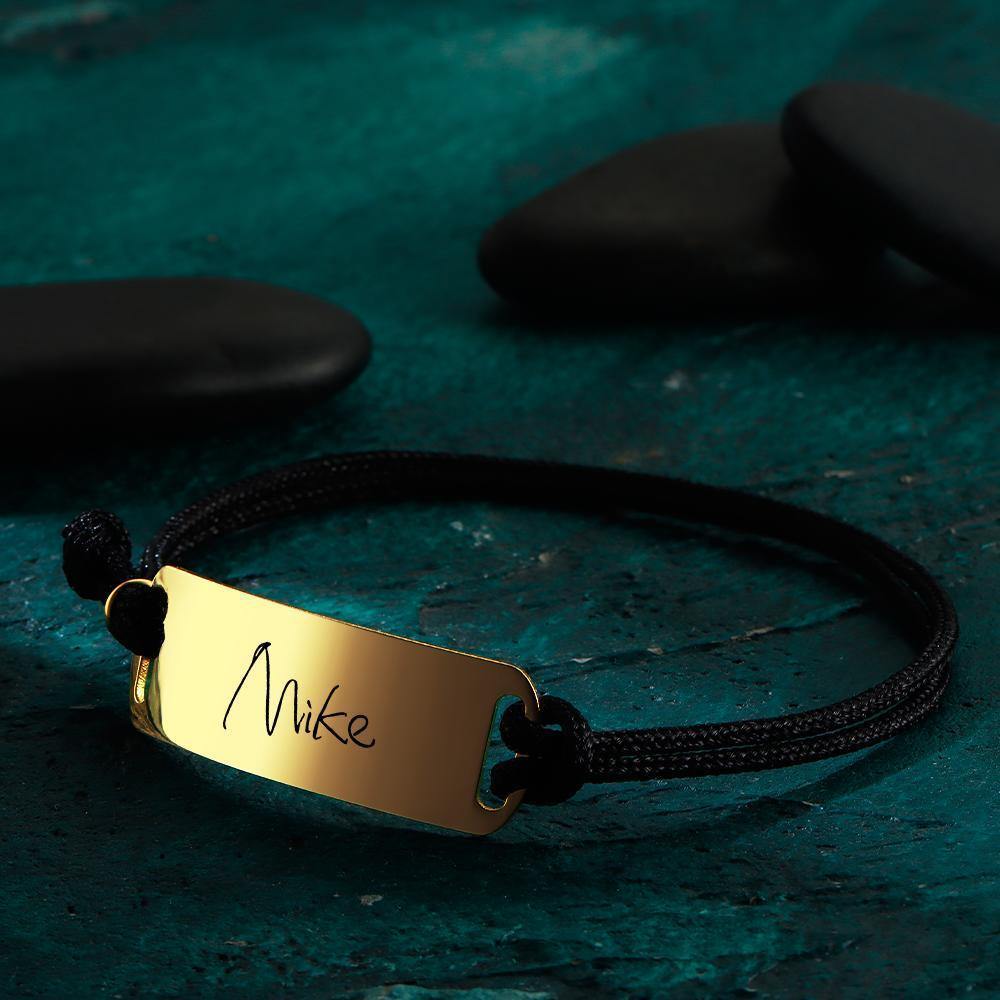 Custom  Bracelet Chain Men's Bracelet with Individual Name Engraving Gift Partner Bracelet 14k Gold Plated