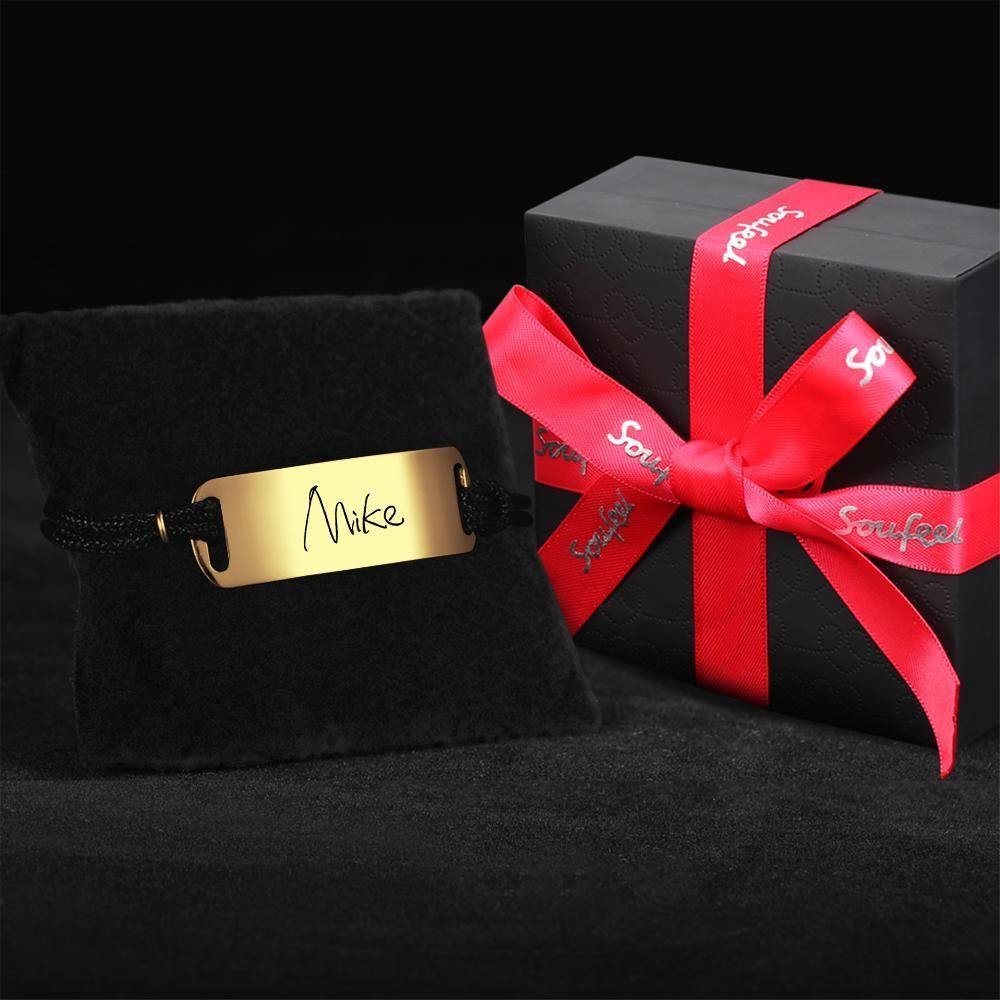 Custom  Bracelet Chain Men's Bracelet with Individual Name Engraving Gift Partner Bracelet 14k Gold Plated