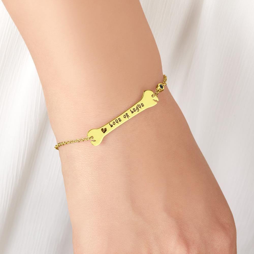 Custom Bracelet Gifts Bone Bar Bracelet with Broken Heart Memorial Gifts 14k Gold Plated