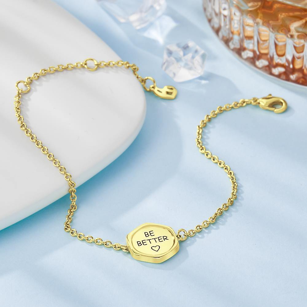 Name Bracelet Victory Wishing Coin Good Luck Bracelet 14k Gold Plated