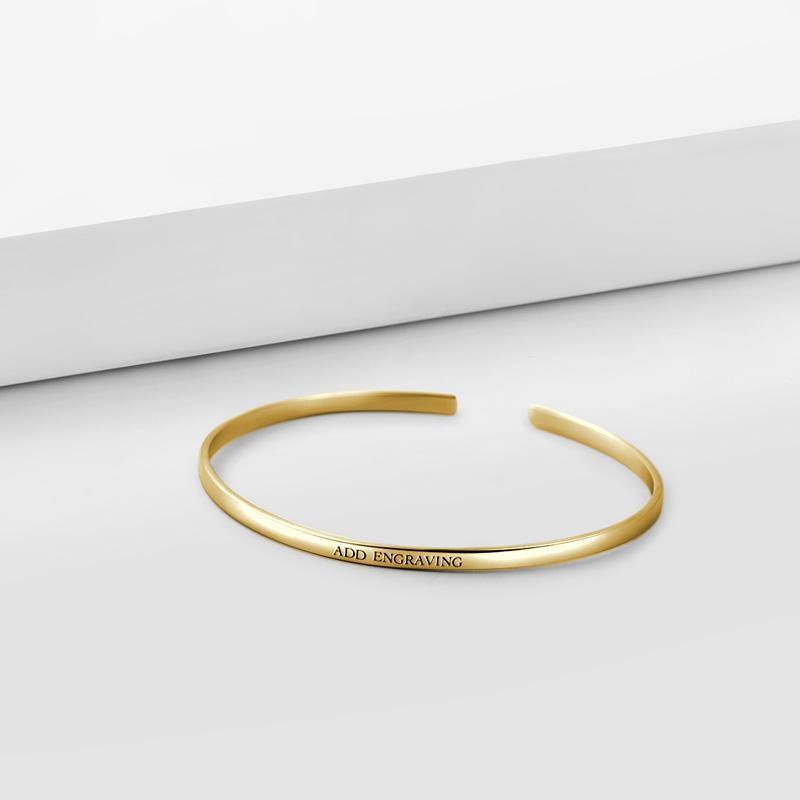 Engraved Bangle 14k Gold Plated