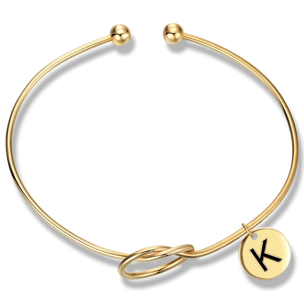 Engraved Initial Name Bangle 14k Gold Plated